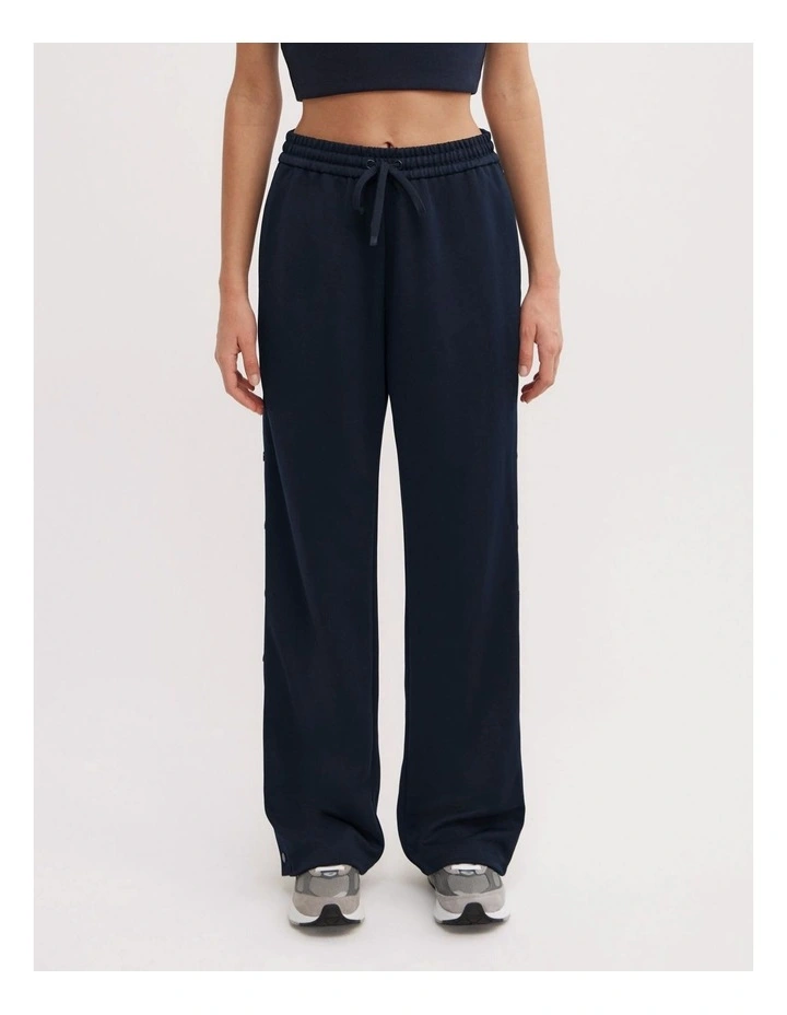 Side Snap Track Pants in Navy image 2
