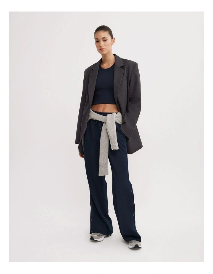 Side Snap Track Pants in Navy image 4