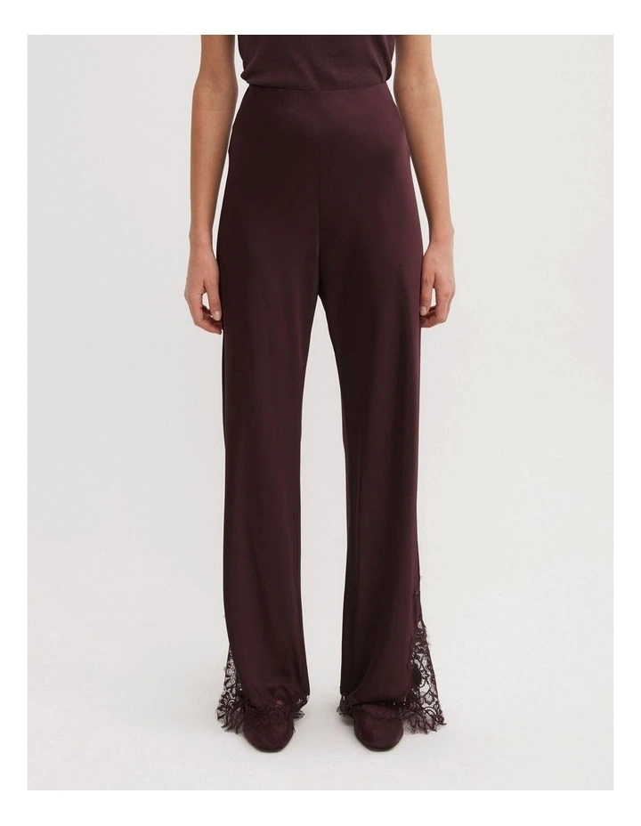 Lace Trim Bias Pant in Plum image 2