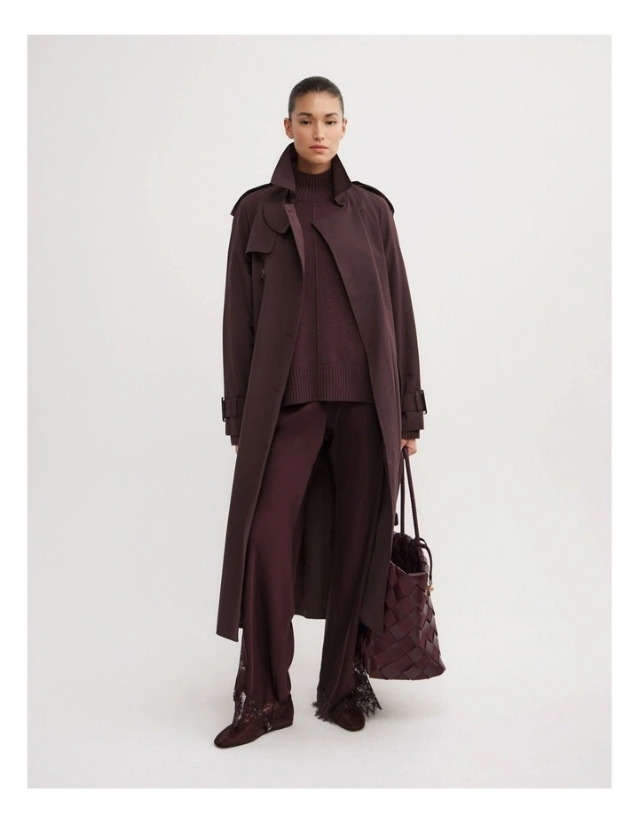 Lace Trim Bias Pant in Plum image 3