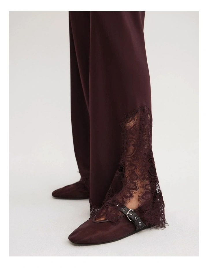 Lace Trim Bias Pant in Plum image 4