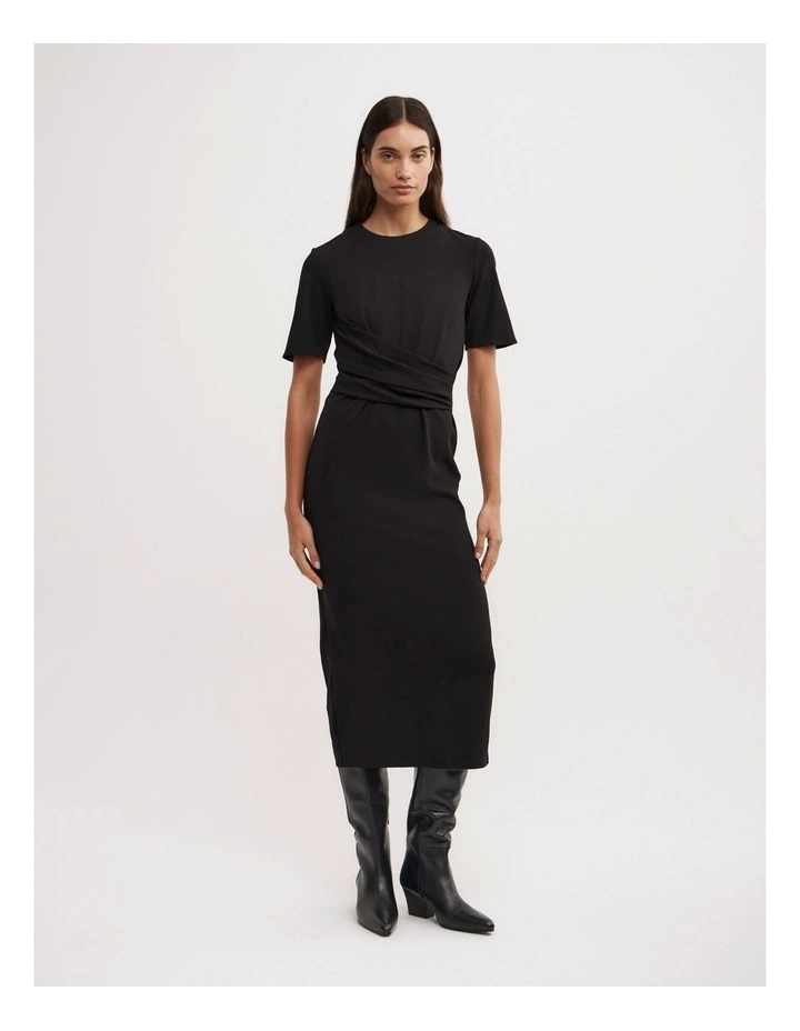 Wrap Detail Dress in Black image 1