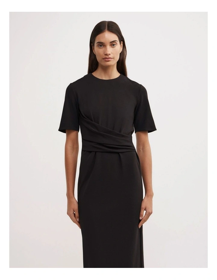 Wrap Detail Dress in Black image 3