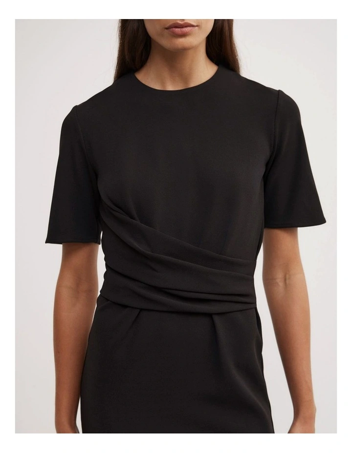 Wrap Detail Dress in Black image 4