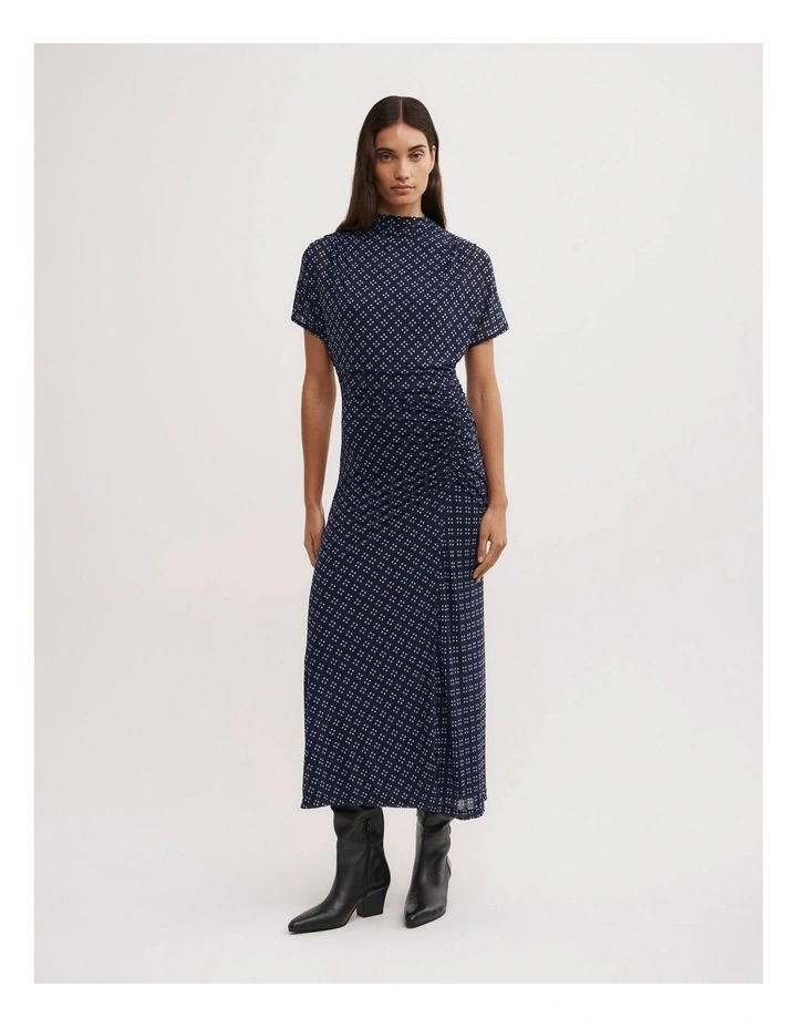 Mock Neck Mesh Dress in Halo Geo image 1