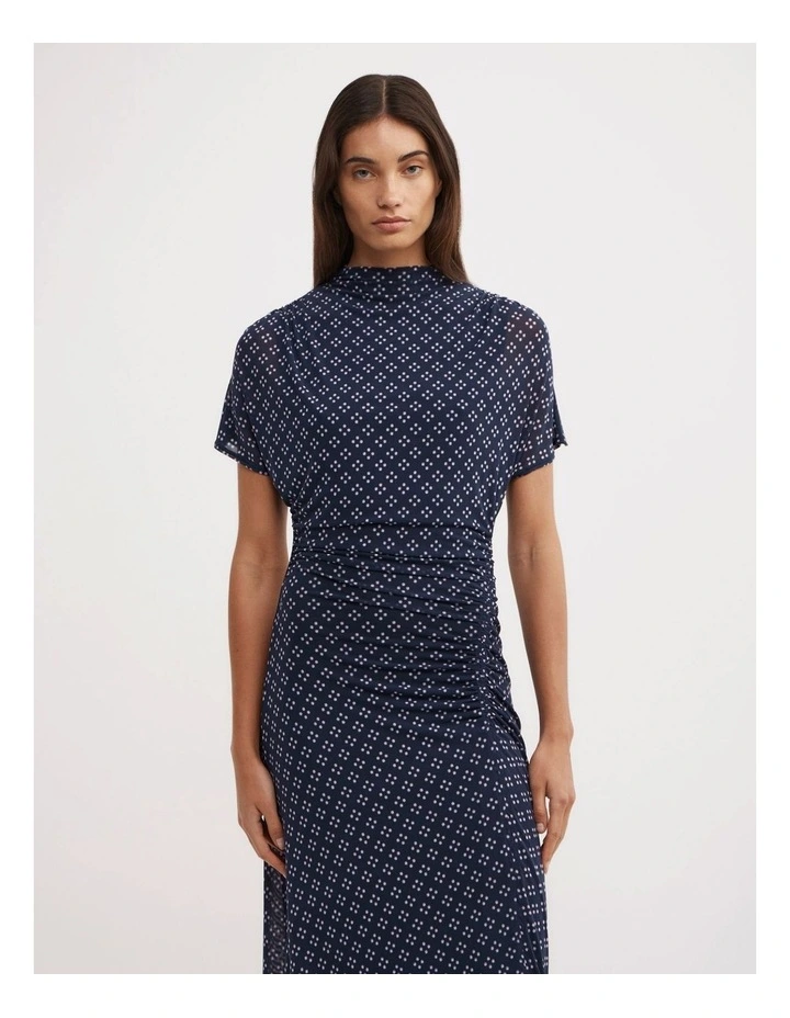 Mock Neck Mesh Dress in Halo Geo image 2