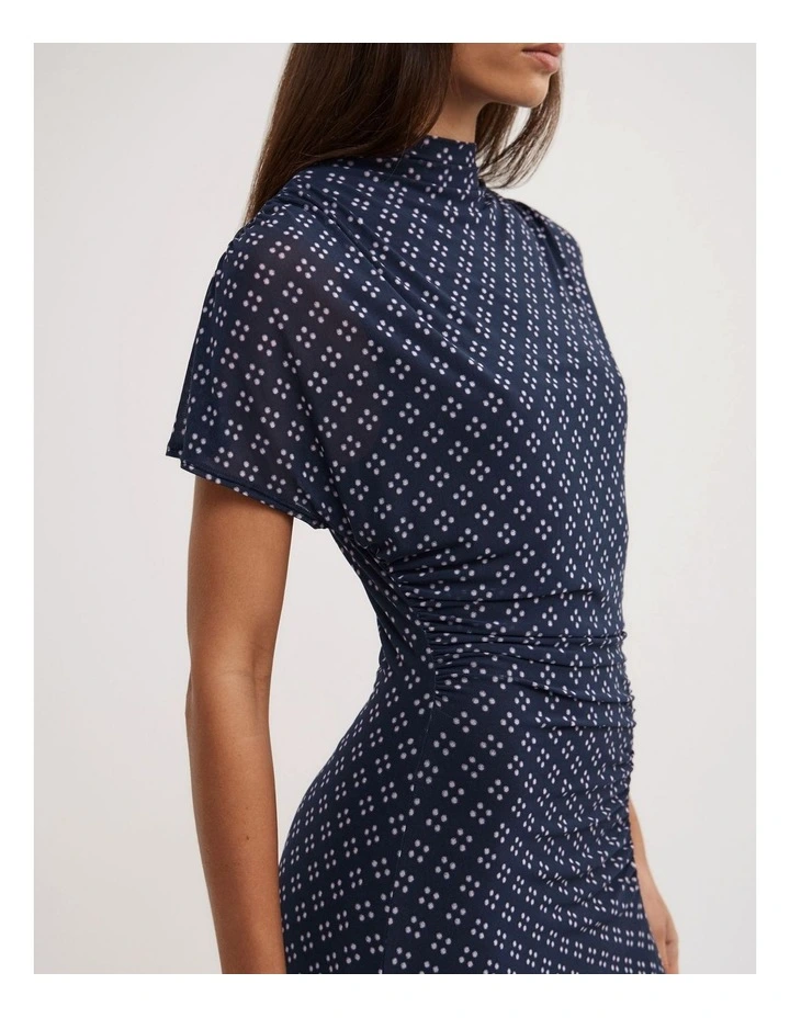 Mock Neck Mesh Dress in Halo Geo image 4