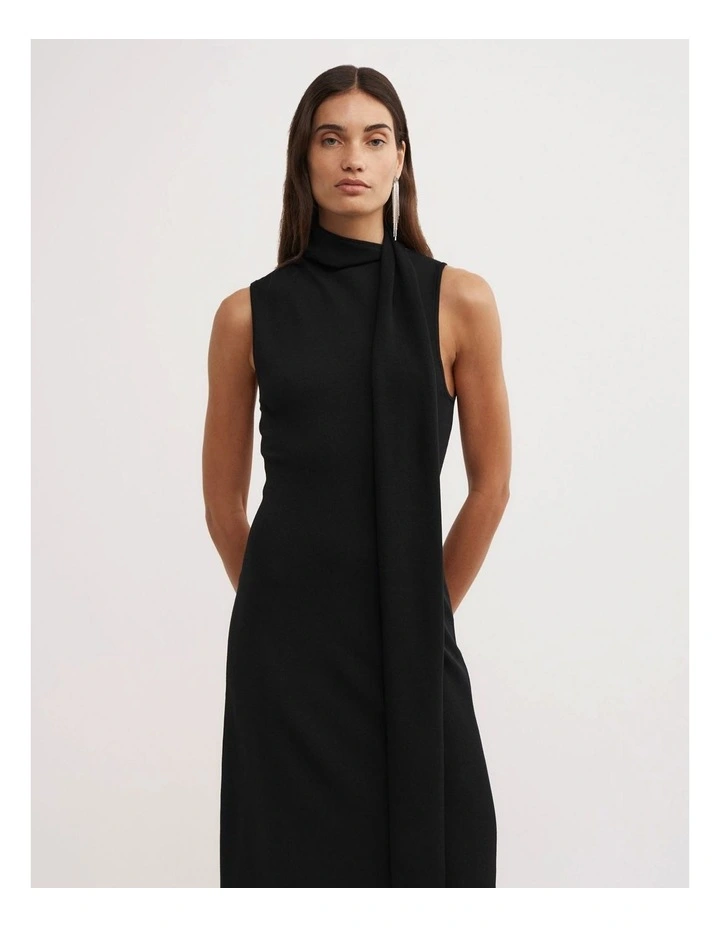 Knit Scarf Dress in Black image 2