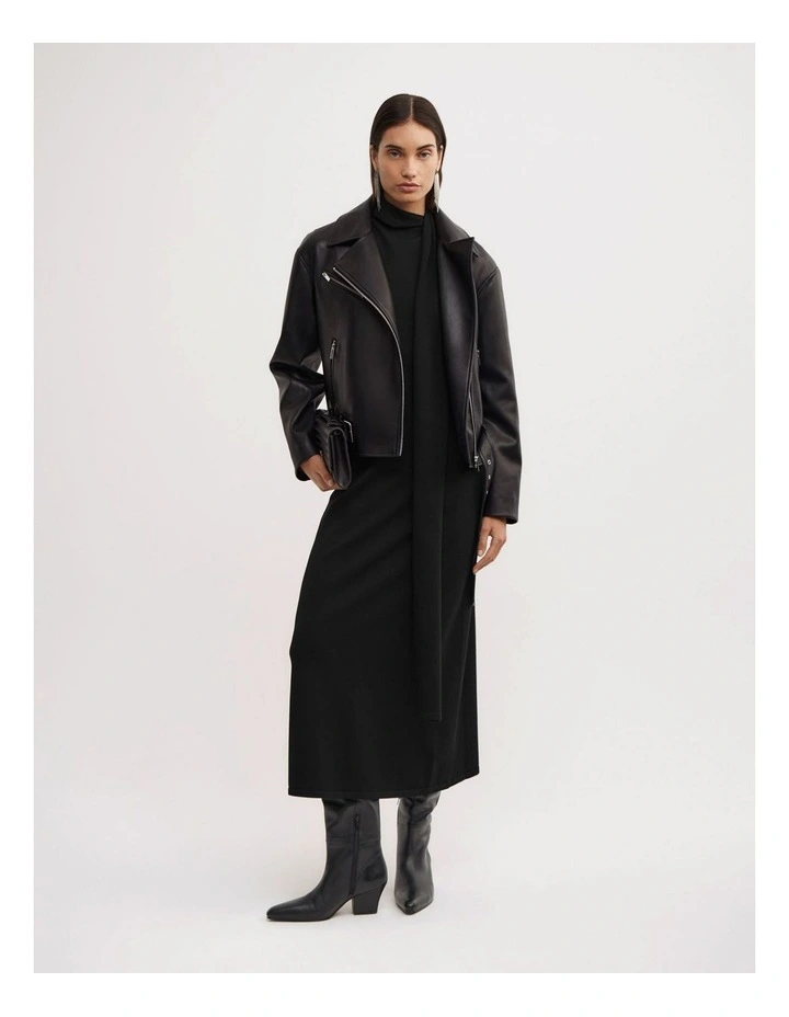 Knit Scarf Dress in Black image 4