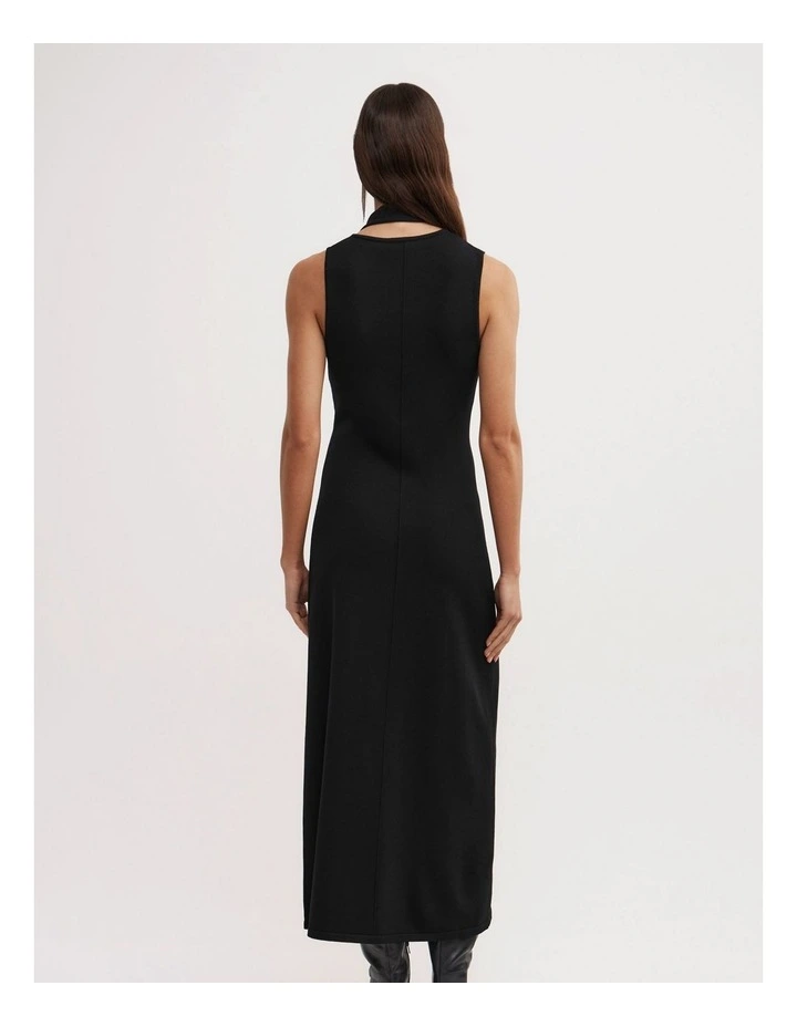 Knit Scarf Dress in Black image 5