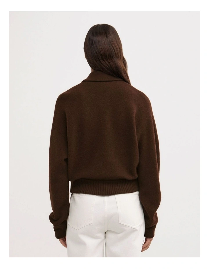 Wool Knit Bomber Jacket in Espresso image 5