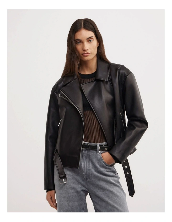 Biker Jacket in Black image 4