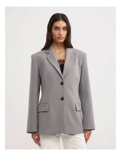 Belted Blazer in Light Grey Marle