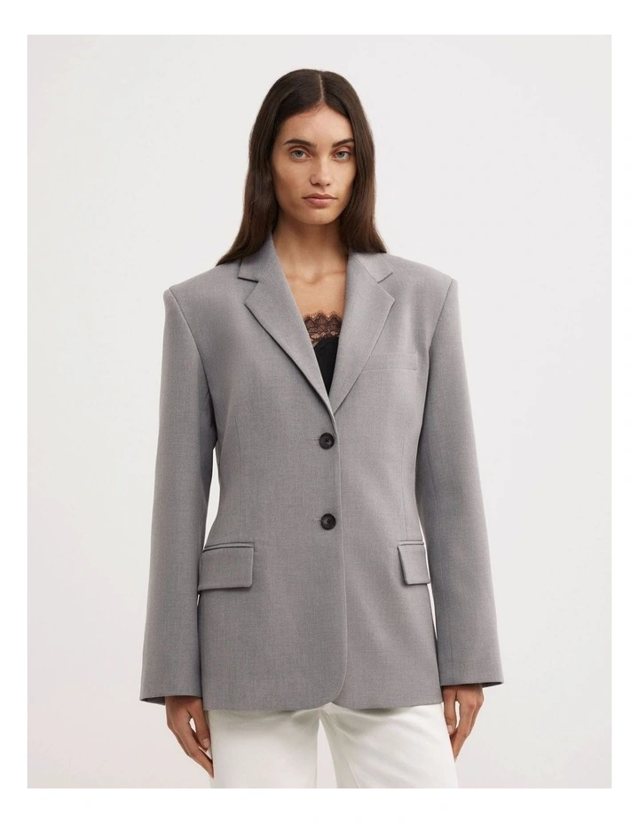Belted Blazer in Light Grey Marle image 1