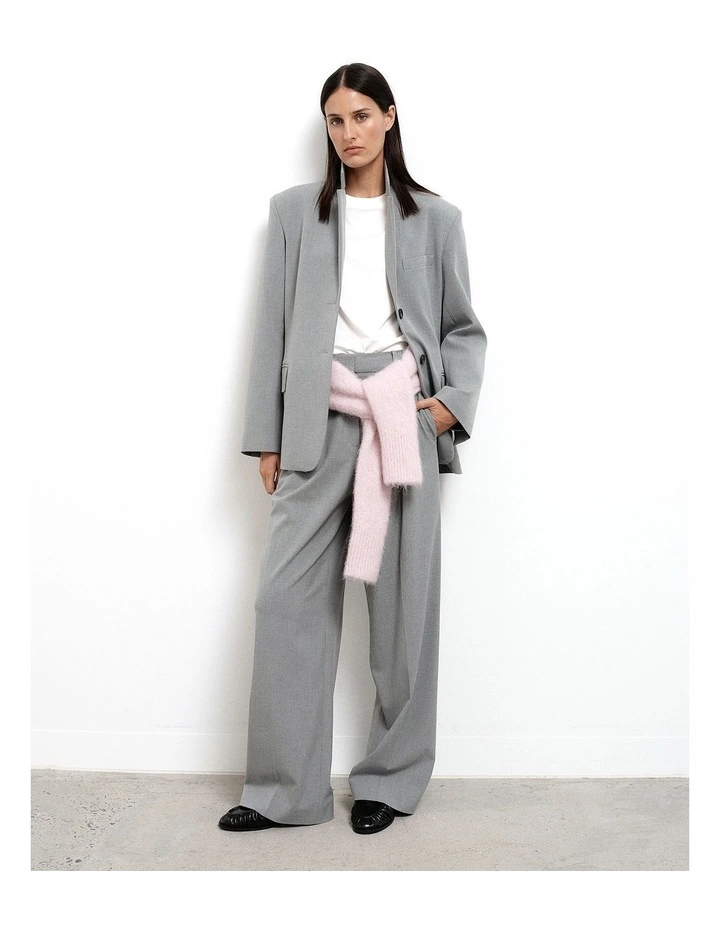 Belted Blazer in Light Grey Marle image 2