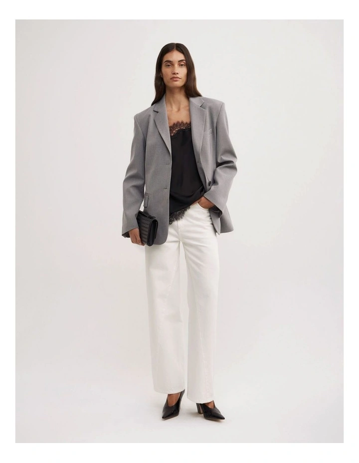 Belted Blazer in Light Grey Marle image 3