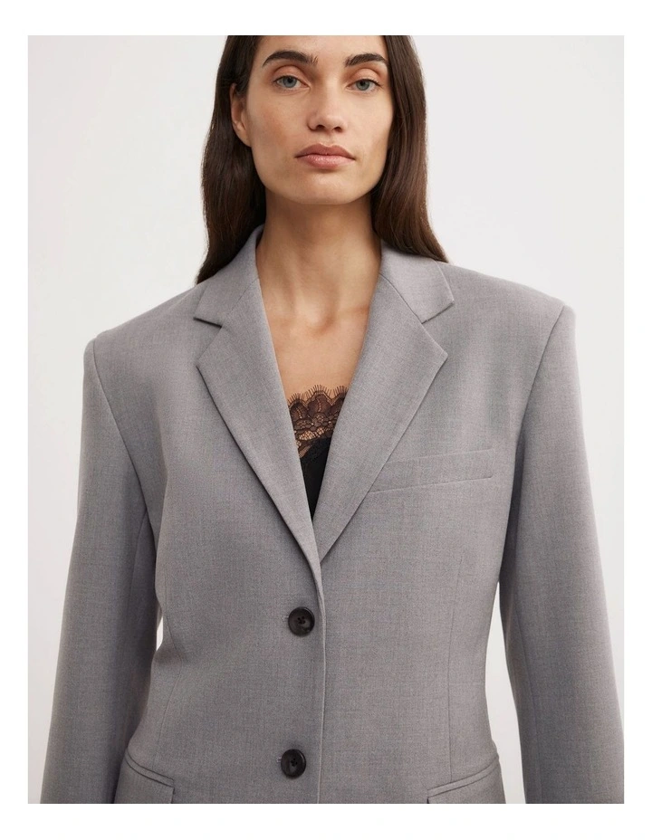 Belted Blazer in Light Grey Marle image 4
