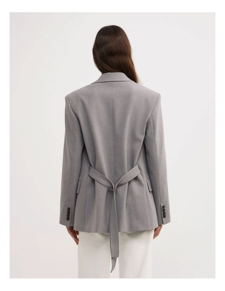 Belted Blazer in Light Grey Marle image 6