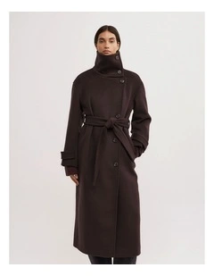 Funnel Neck Coat in Espresso