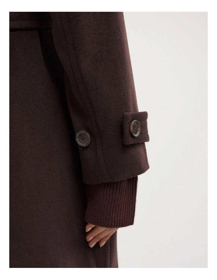Funnel Neck Coat in Espresso image 5