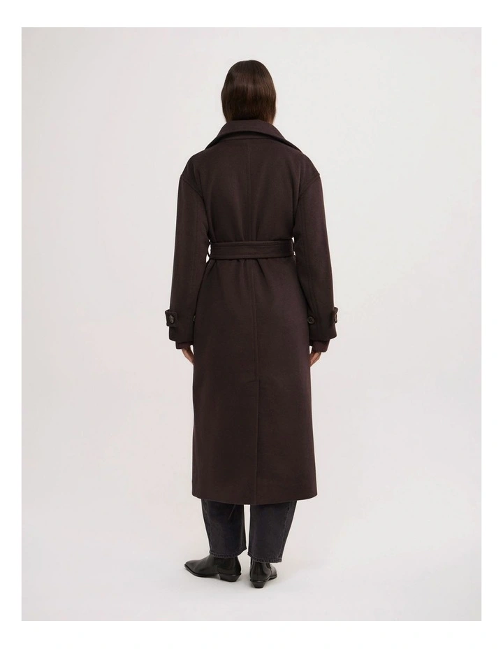 Funnel Neck Coat in Espresso image 6