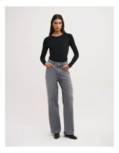 Angled Seam Denim Jeans in Fog Grey Wash