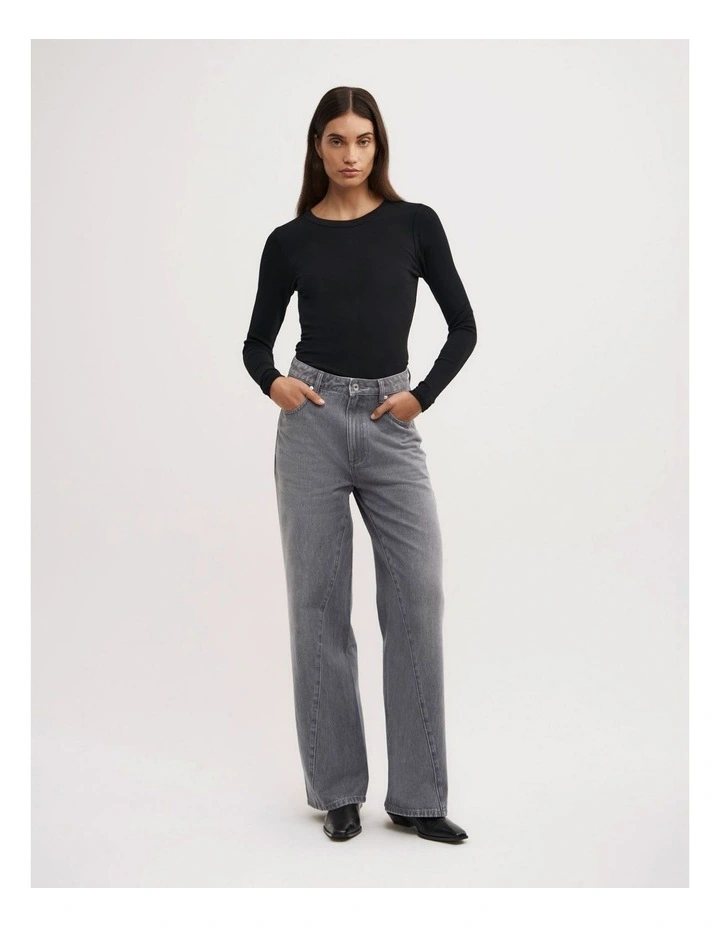 Angled Seam Denim Jeans in Fog Grey Wash image 1