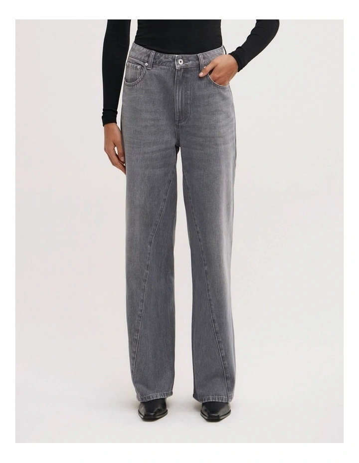 Angled Seam Denim Jeans in Fog Grey Wash image 2