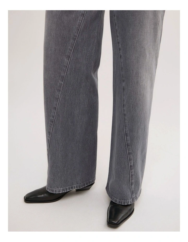Angled Seam Denim Jeans in Fog Grey Wash image 4