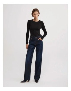Mid Rise Straight Jeans in Ink Wash