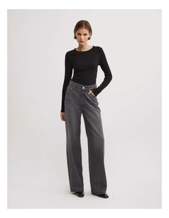 Wide Leg Jeans in Faded Grey