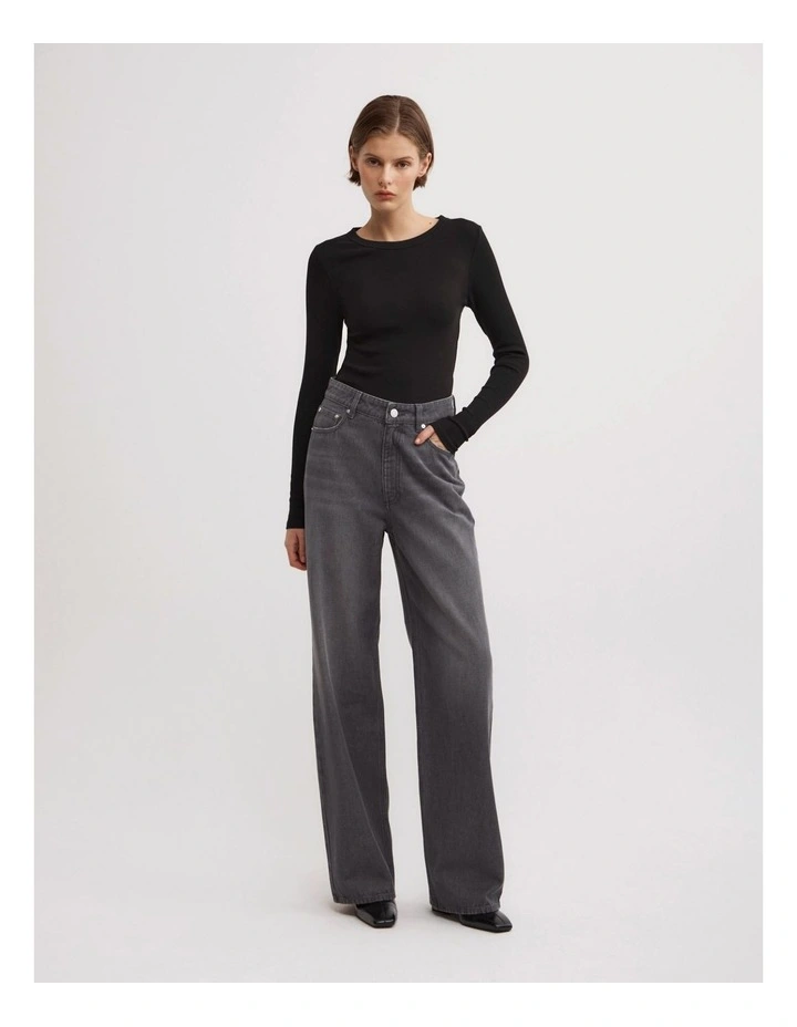 Wide Leg Jeans in Faded Grey image 1
