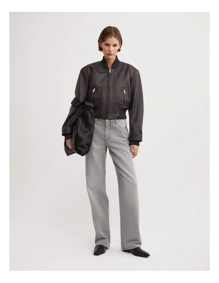 Mid Rise Straight Jeans in Washed Grey image 1