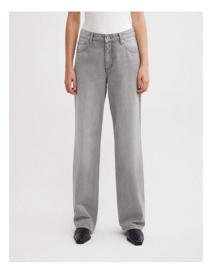Mid Rise Straight Jeans in Washed Grey image 2