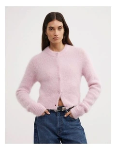 Fluffy Crew Cardigan in Ballet