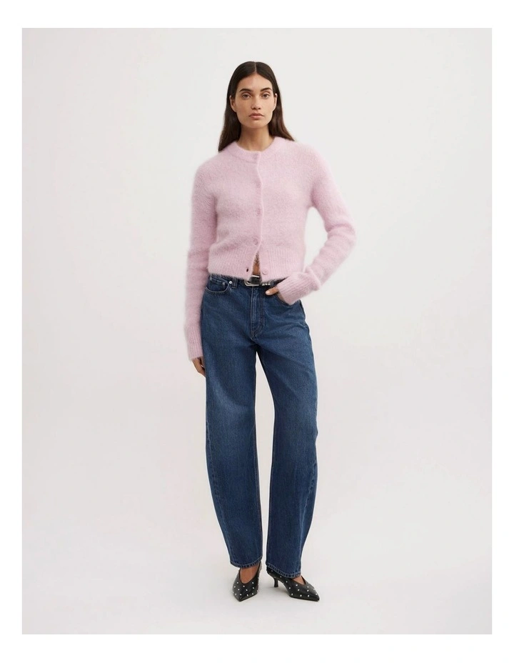 Fluffy Crew Cardigan in Ballet image 2