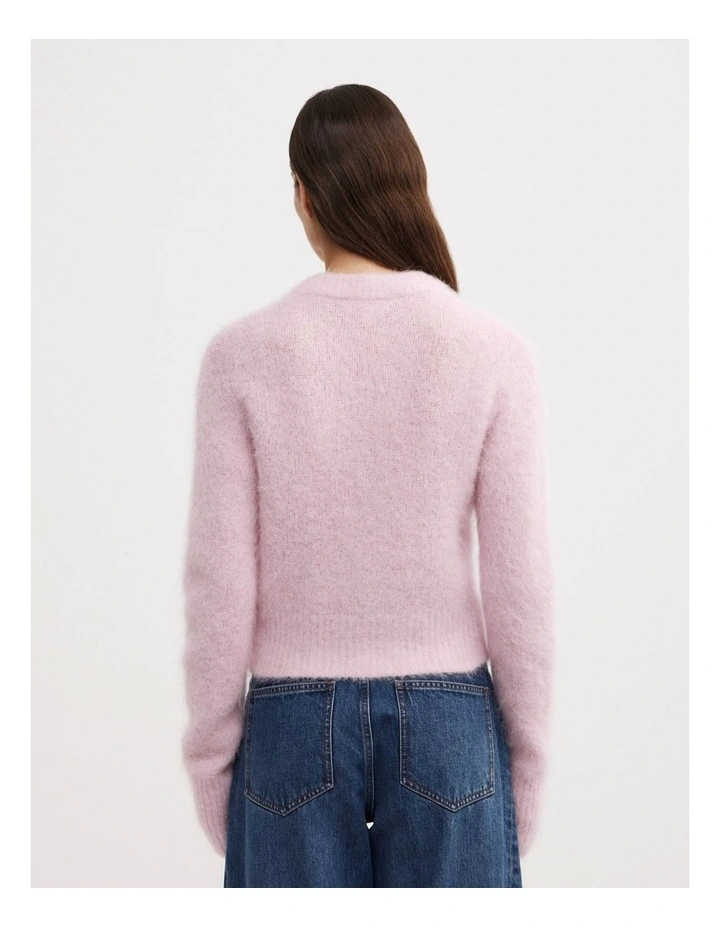 Fluffy Crew Cardigan in Ballet image 5