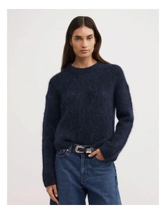 Fluffy Crew Knit in Navy