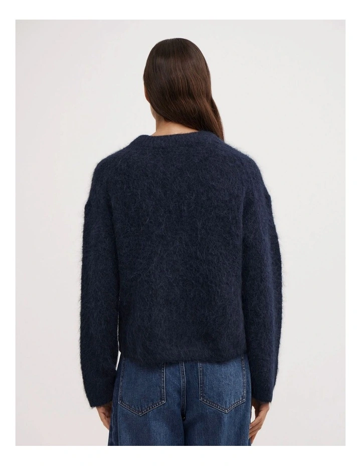 Fluffy Crew Knit in Navy image 6