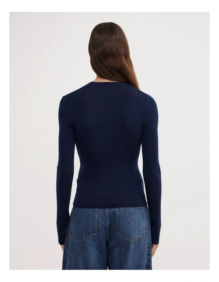 Merino Scoop Knit in Navy image 5
