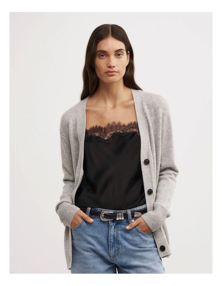 Oversized Cardigan in Light Grey Marle image 1