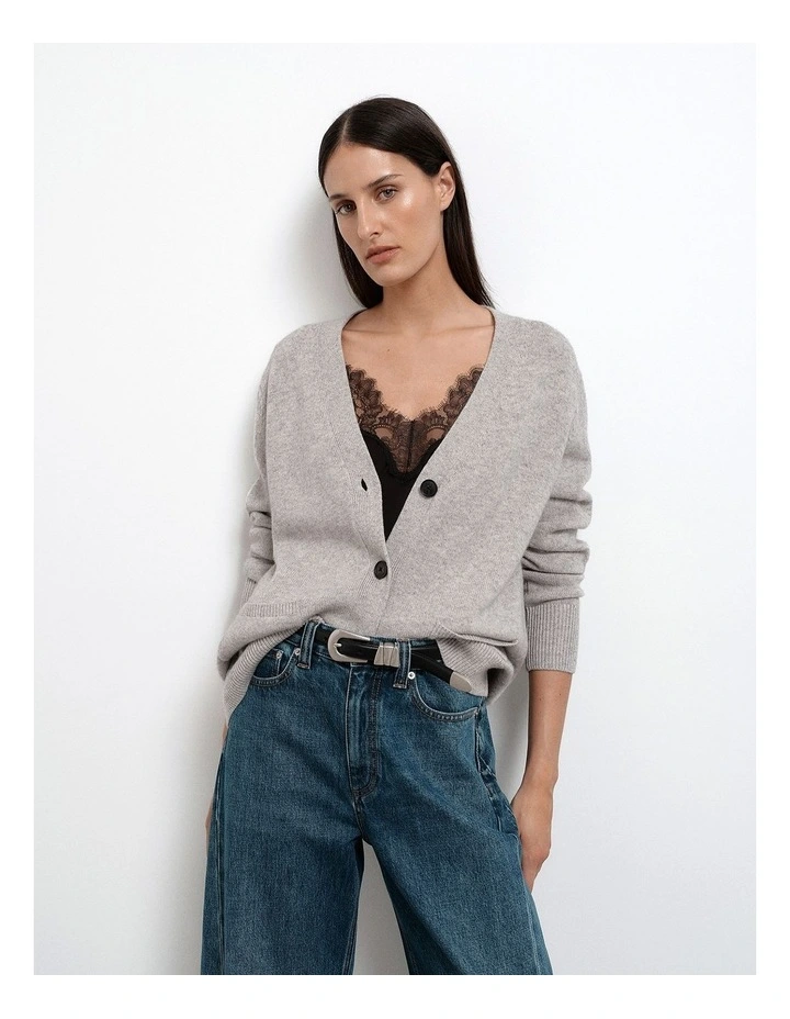 Oversized Cardigan in Light Grey Marle image 2