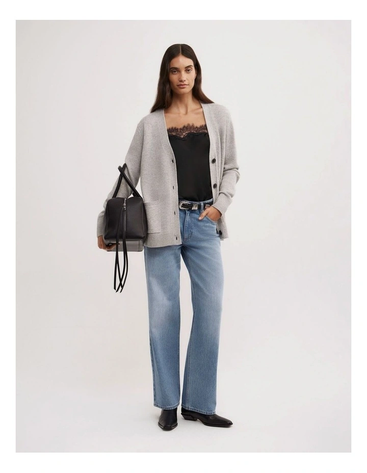 Oversized Cardigan in Light Grey Marle image 3