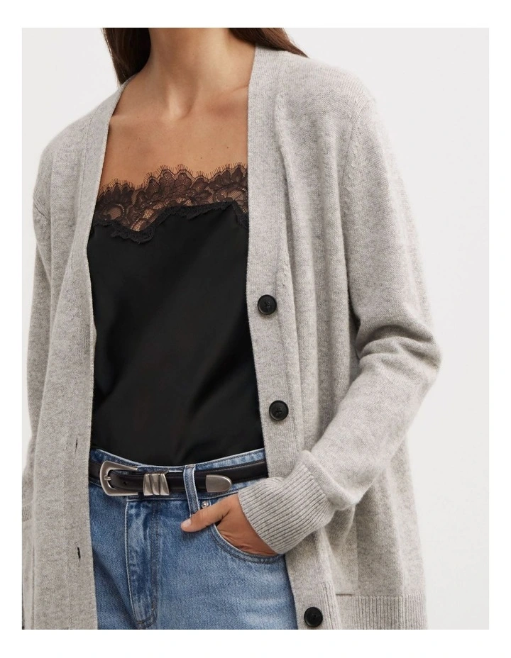 Oversized Cardigan in Light Grey Marle image 5