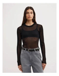 Variegated Rib Knit in Black