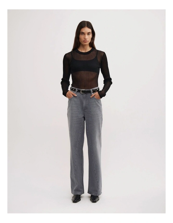 Variegated Rib Knit in Black image 2