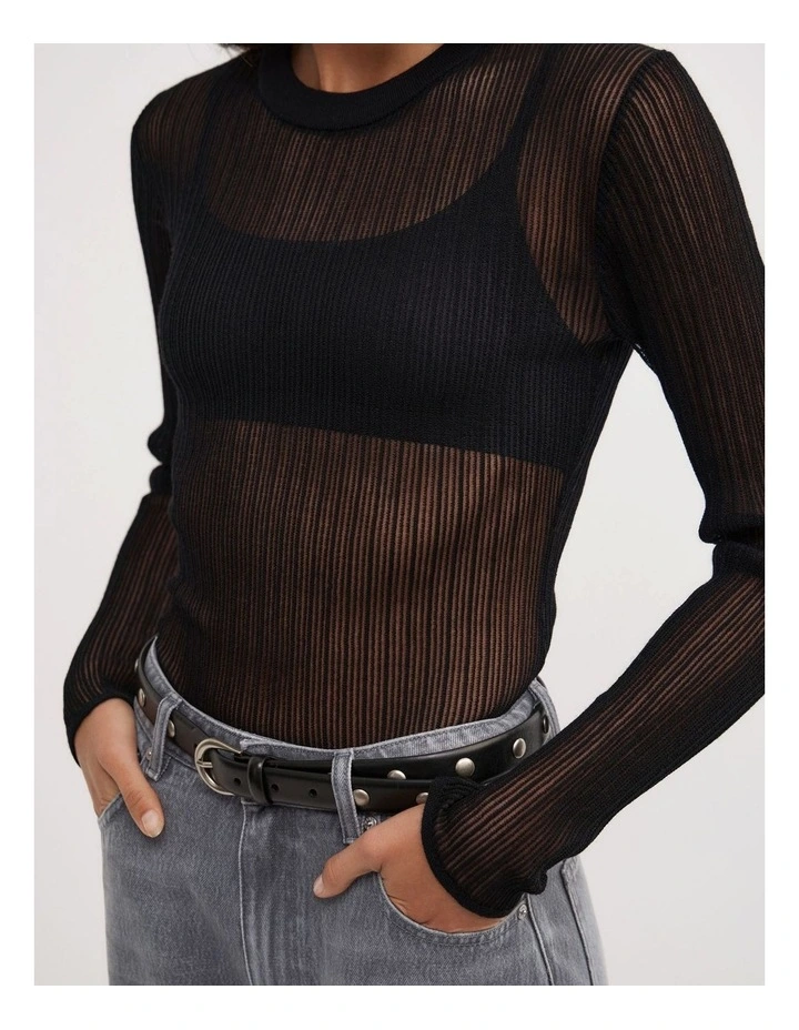 Variegated Rib Knit in Black image 3