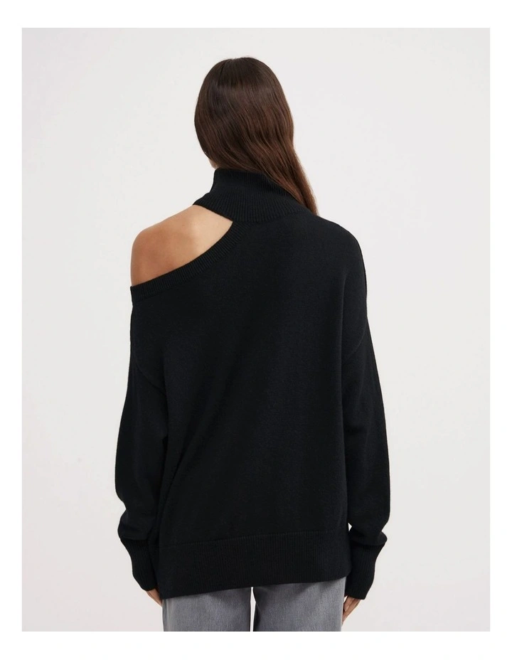 Exposed Shoulder Knit in Black image 5