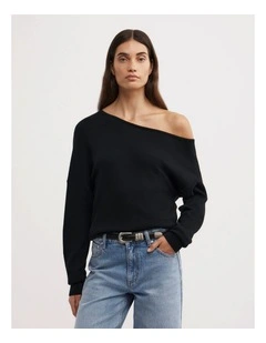 One Shoulder Knit in Black