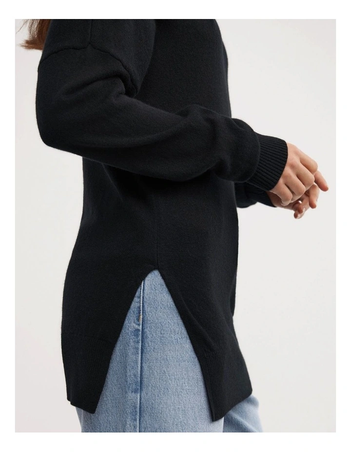 One Shoulder Knit in Black image 3